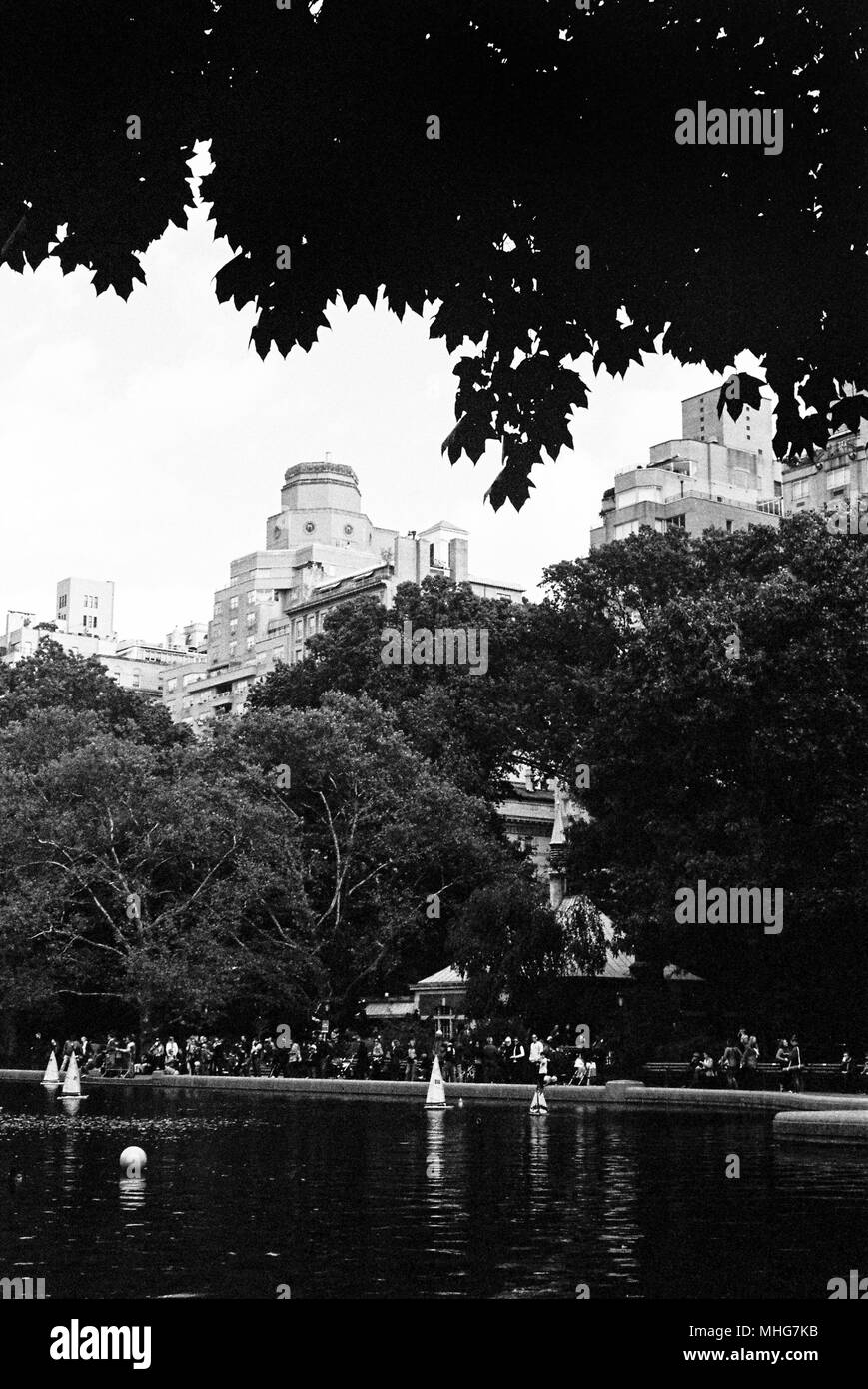 Central Park Model Boat Sailing, Conservatory Water, Central Park, New York City, United States of America. Stock Photo