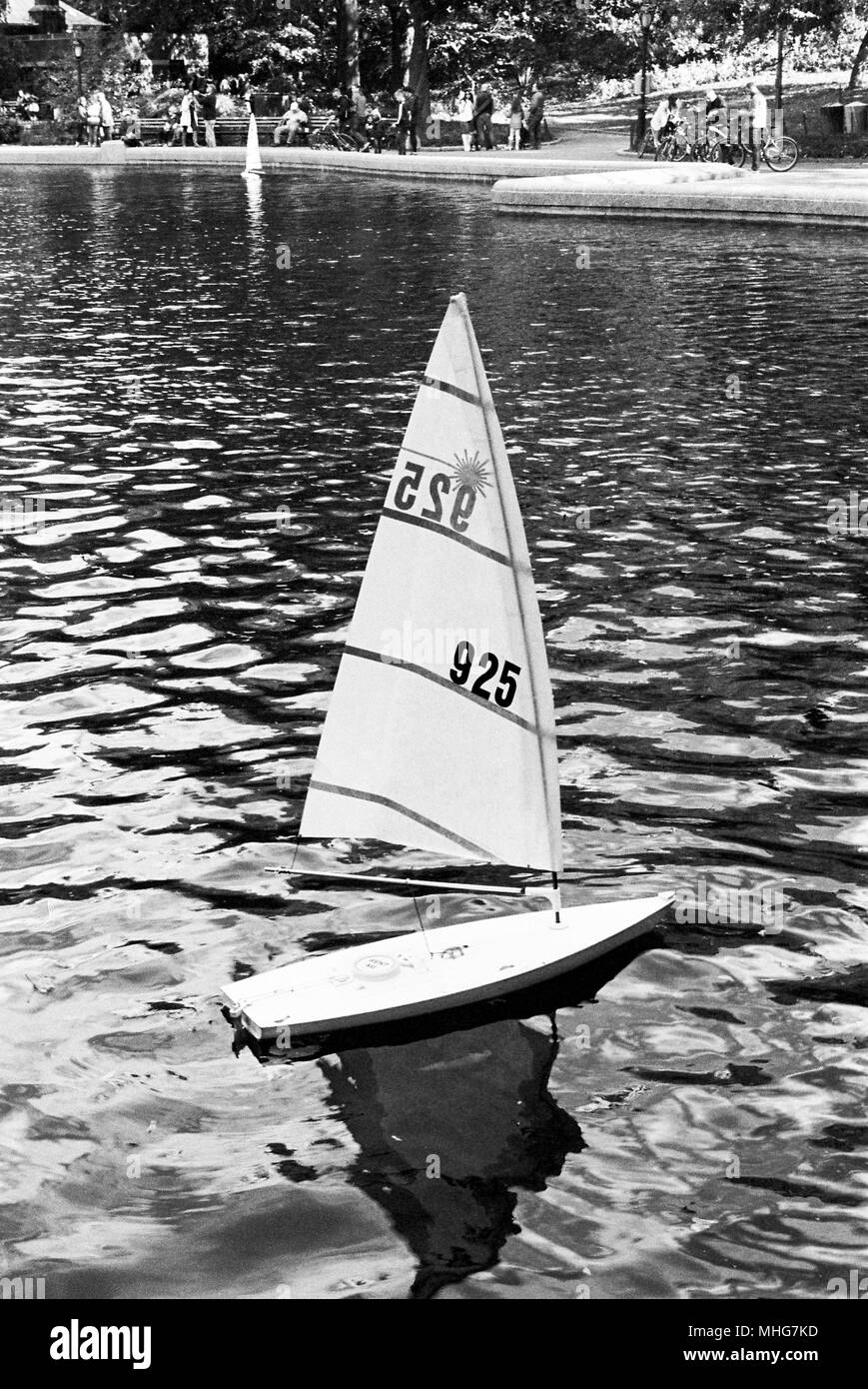 Central Park Model Boat Sailing, Conservatory Water, Central Park, New York City, United States of America. Stock Photo
