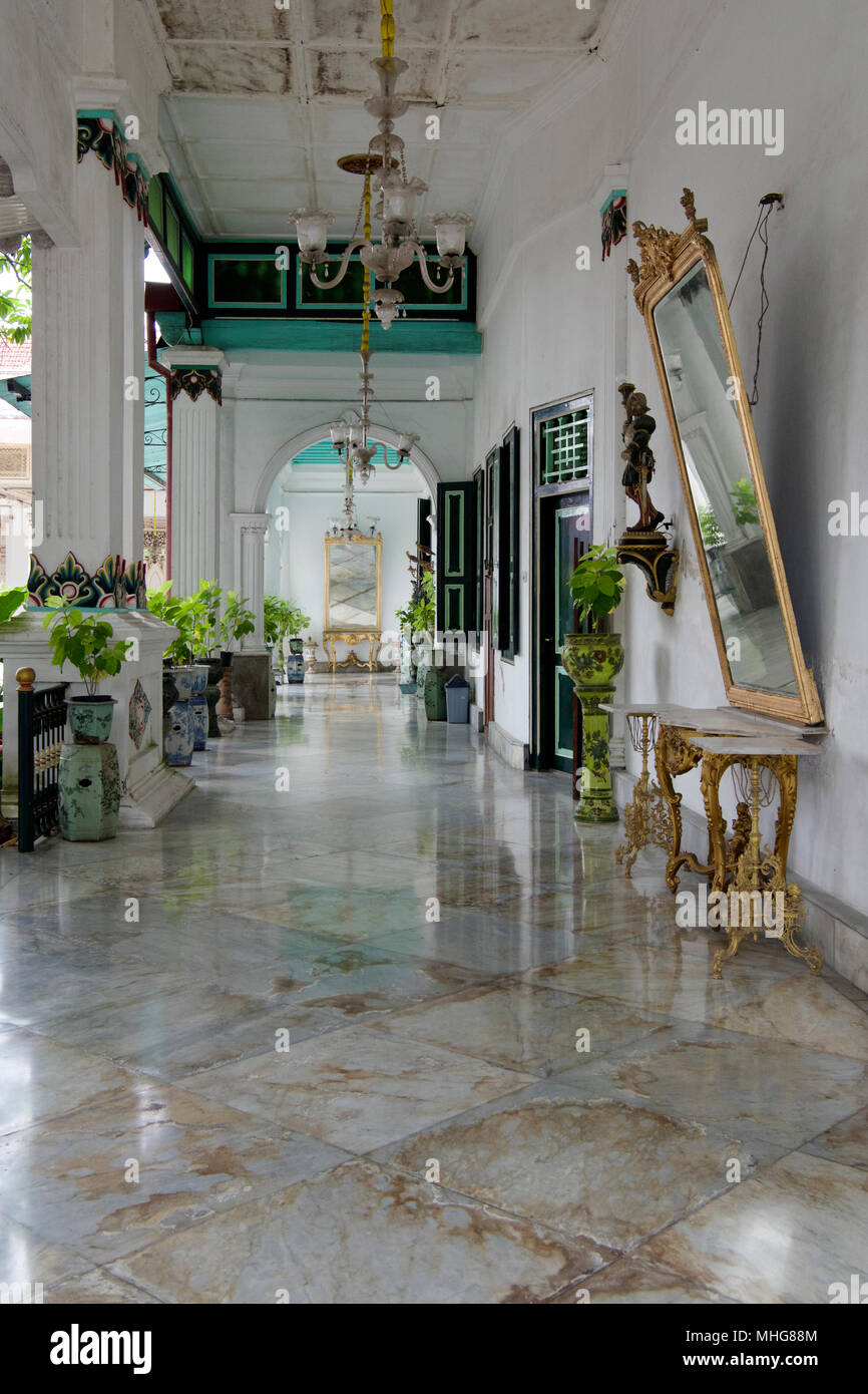Corridor Sultans palace Kraton Yogyakarta Java Indonesia Stock Photo