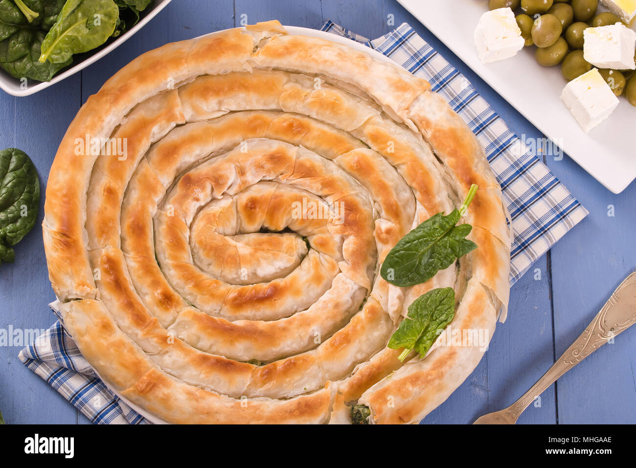 Greek spinach pie Stock Photo Alamy