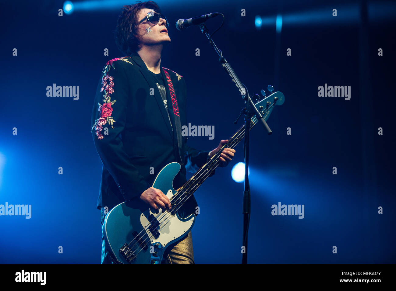 Manchester, UK. 28th April 2018. The Manic Street Preachers headlining the Manchester Arena on their 'Resistence Is Futile' tour at The Manchester Are Stock Photo