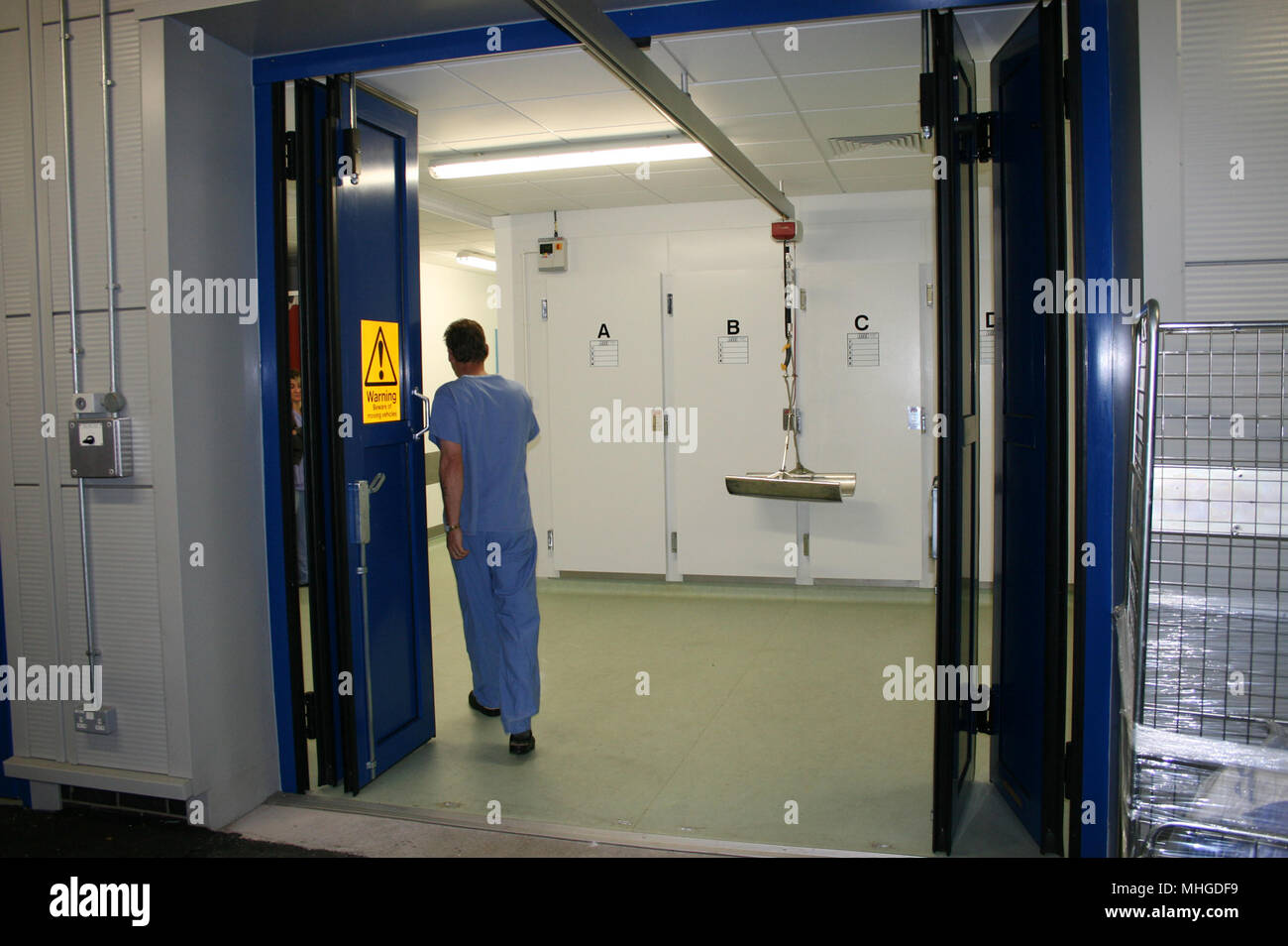 Public Mortuary, human body refrigerators, Hull University Teaching Hospitals NHS Trust Stock Photo