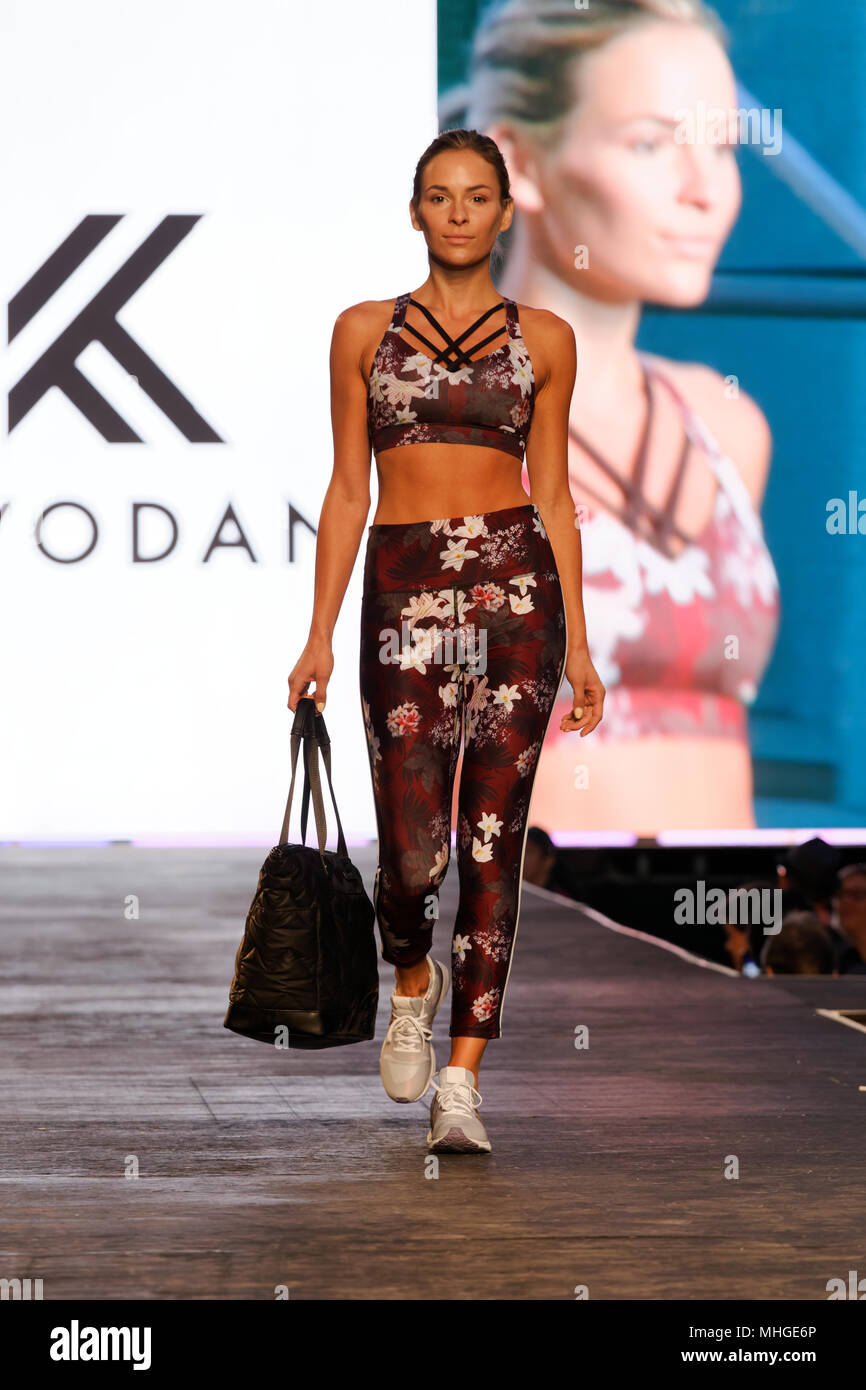 Montreal,Canada.  A model walks on the runway at the Alton Grey fashion show held during the Fashion and Design Festival. Stock Photo
