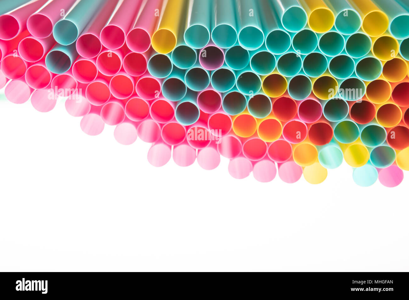 Drinking straws. Macro abstract image with beautiful multicolor background. Stock Photo