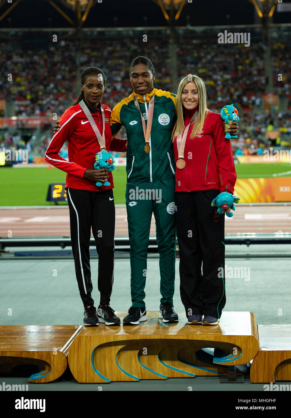 Women's 1500m Medal Ceremony-Commonwealth Games 2018 Stock Photo
