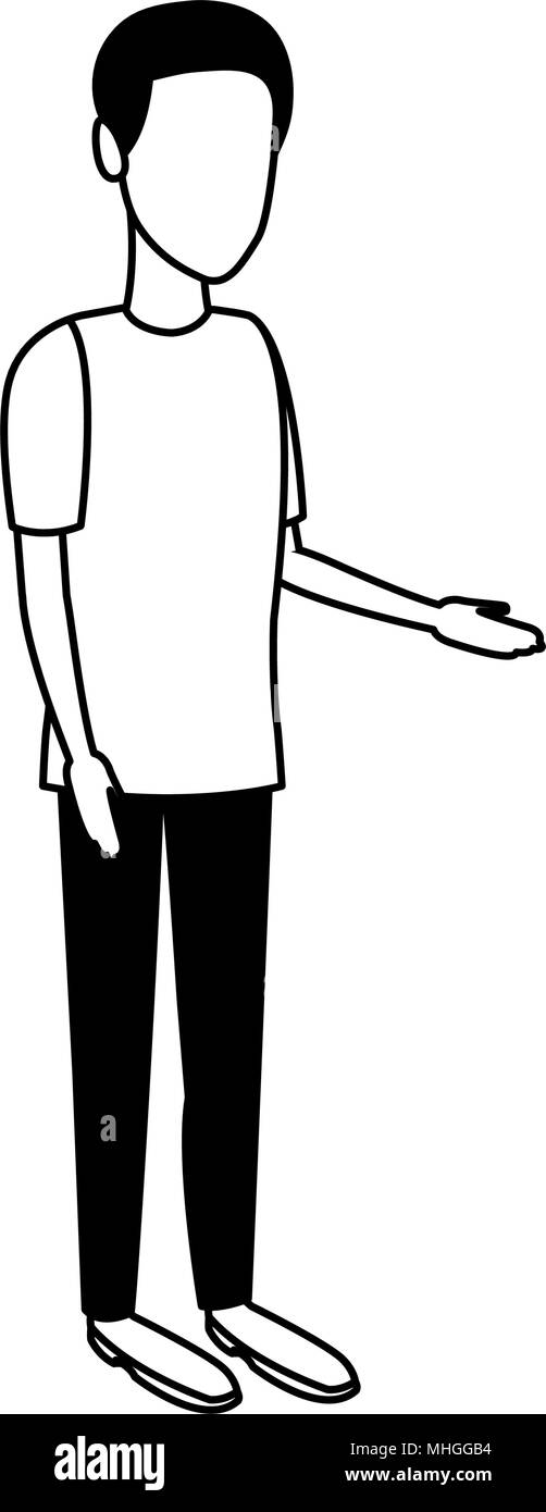 Young man cartoon on black and white colors Stock Vector Image & Art ...