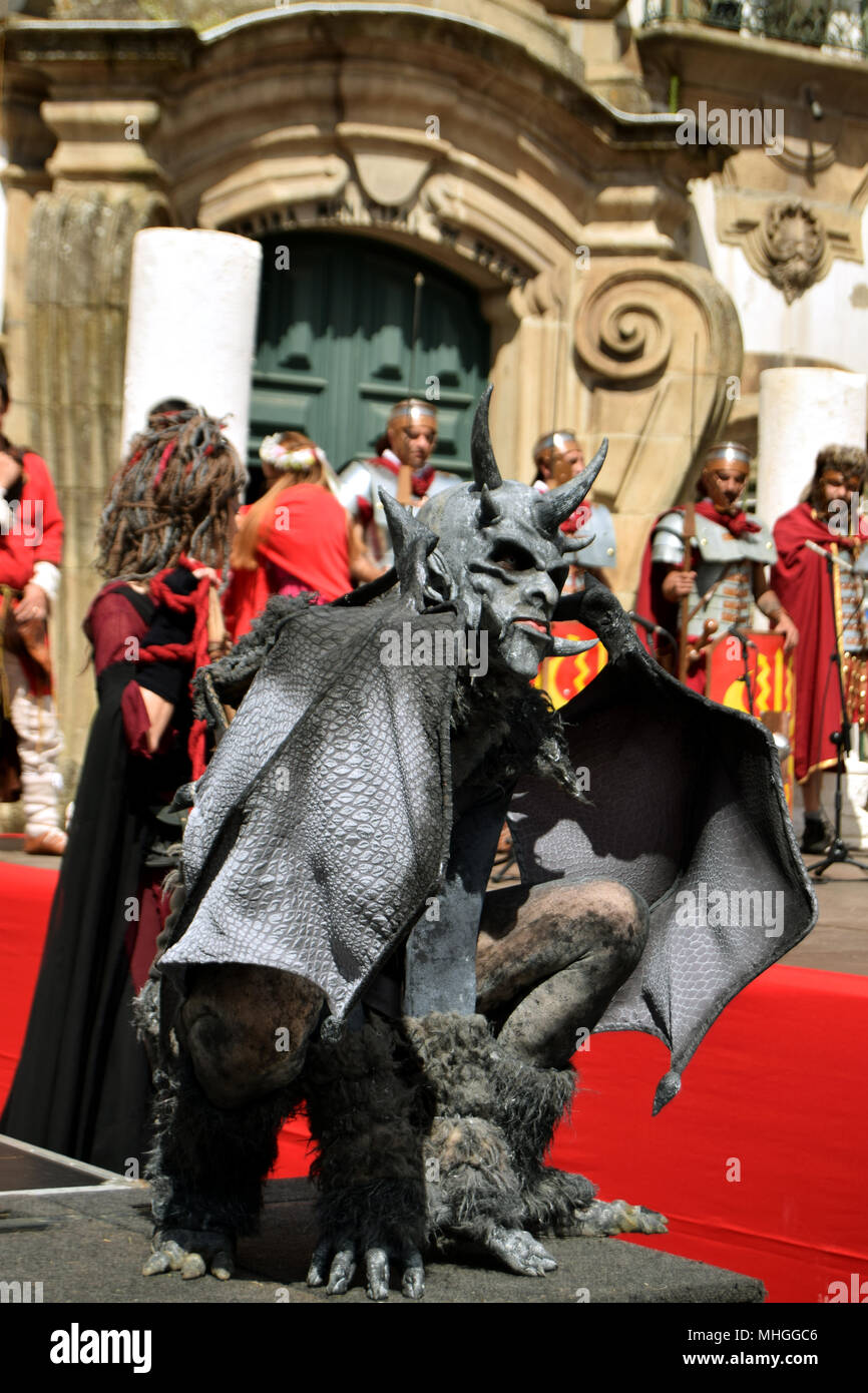 Braga romana gargula body transformation character in Portugal event Stock Photo