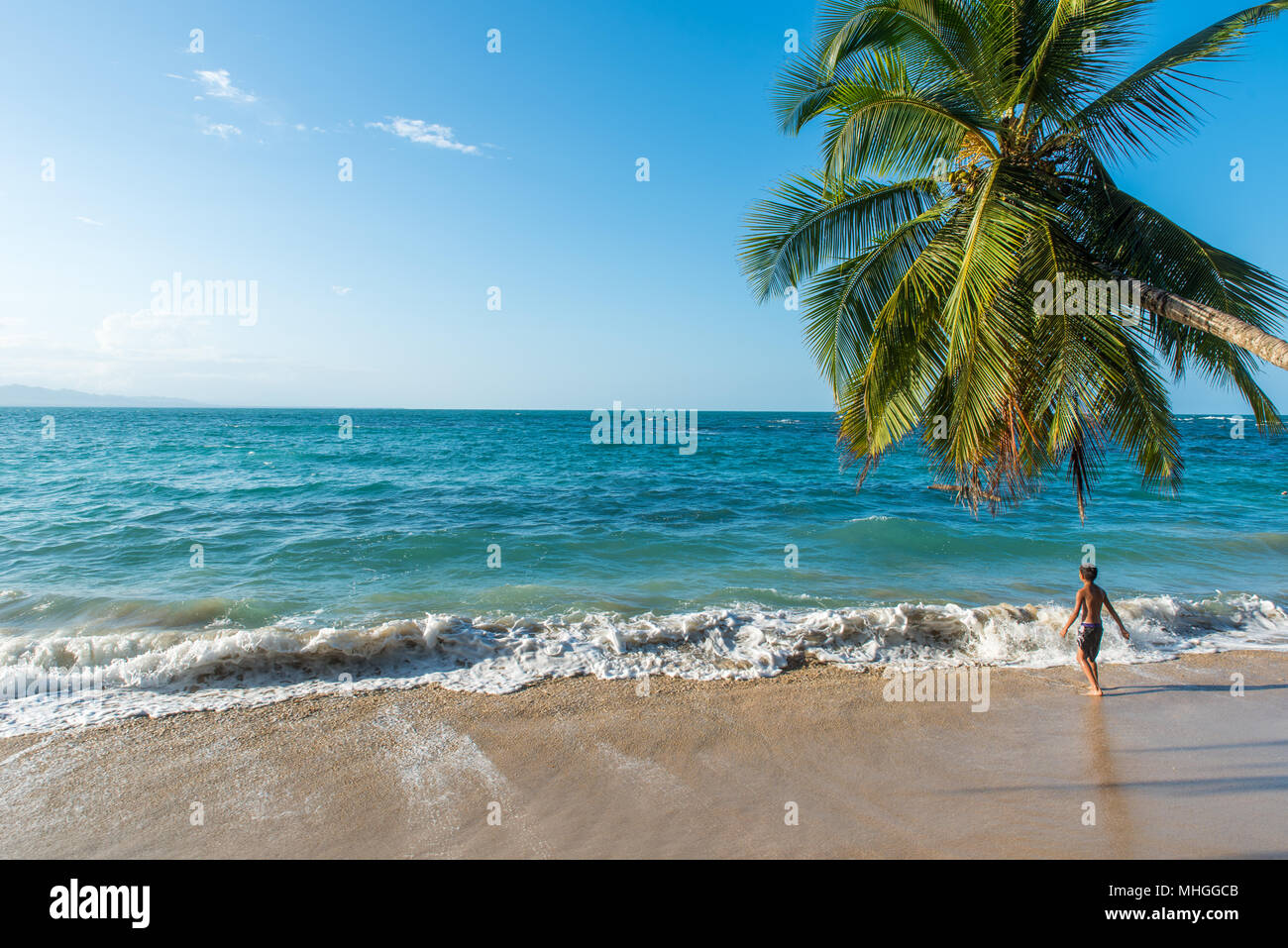 Punta Uva beach in Costa Rica, wild and beautiful caribbean coast Stock Photo