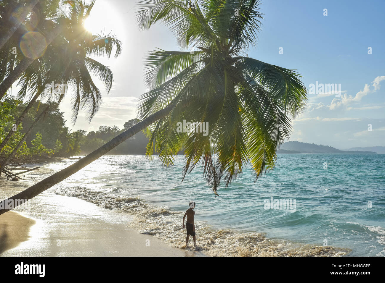 Punta Uva beach in Costa Rica, wild and beautiful caribbean coast Stock Photo