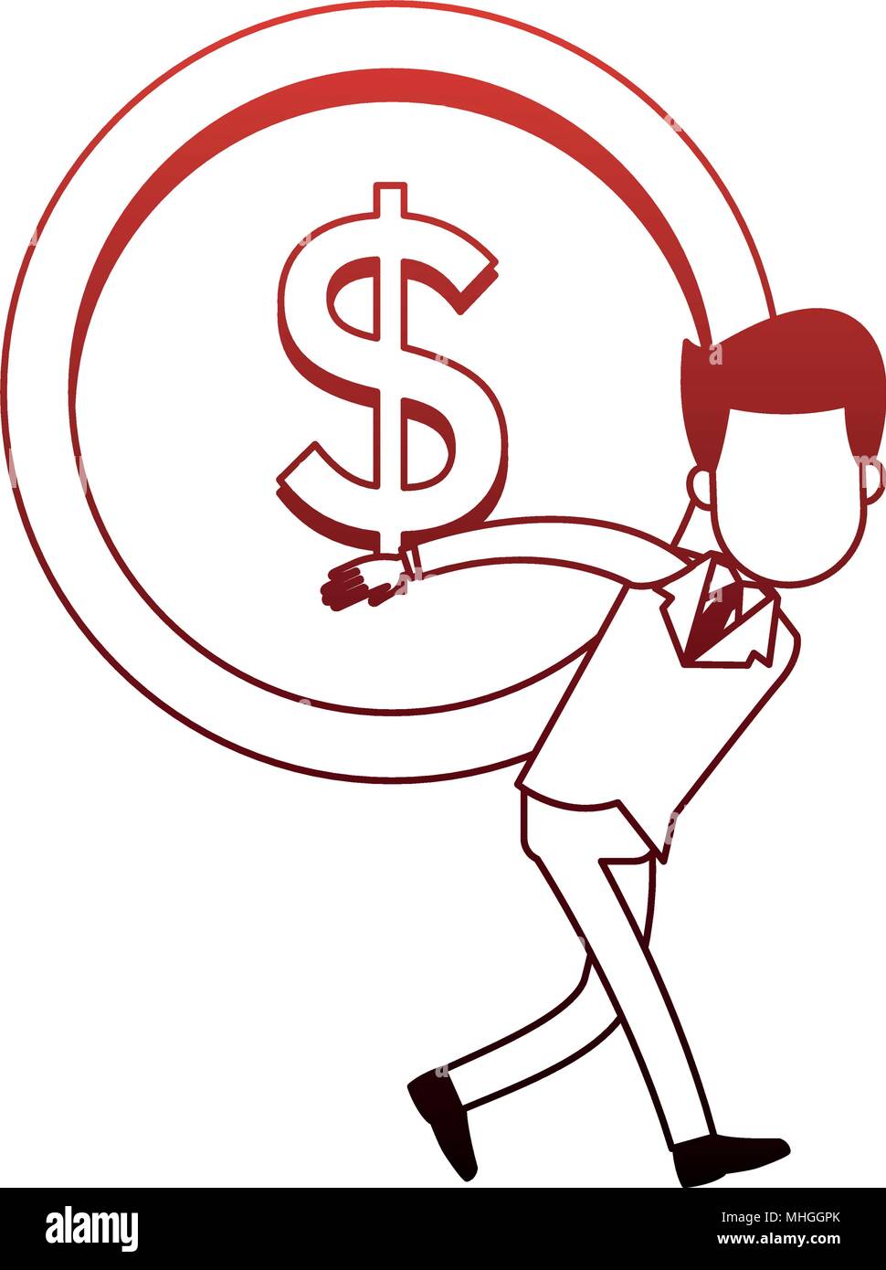 Businessman carrying coin on red lines Stock Vector Image & Art - Alamy