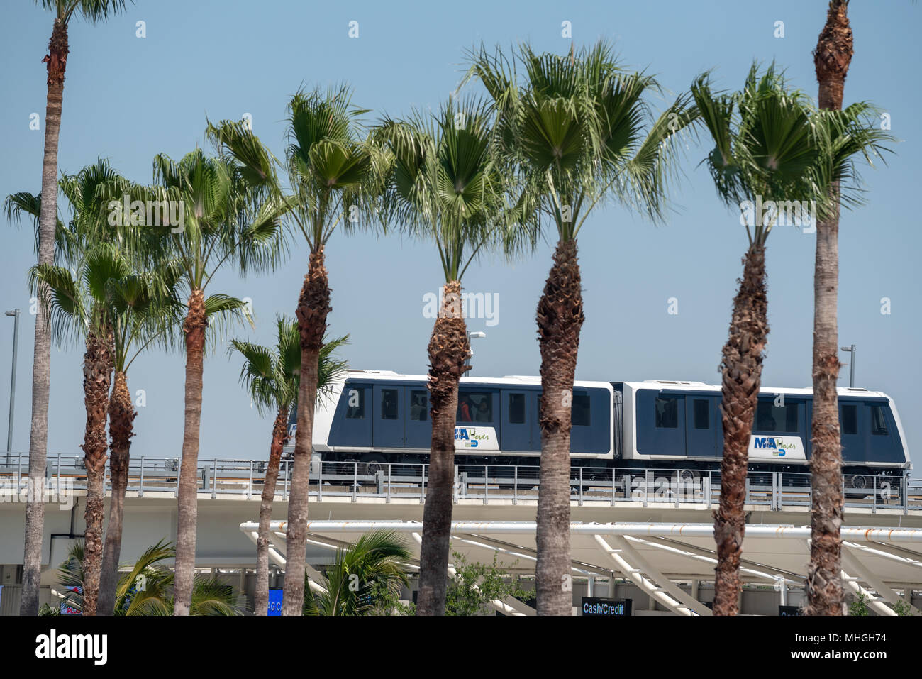 Automated People Mover at Miami International Airport, Miami, Florida. Stock Photo