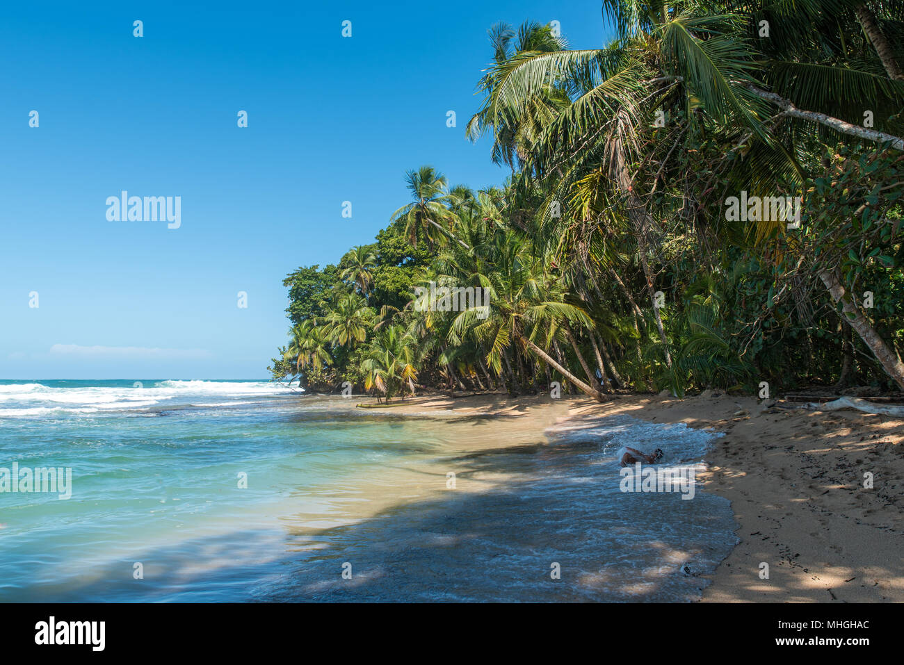 Paradise wild beach of Manzanillo Park in Costa Rica Stock Photo
