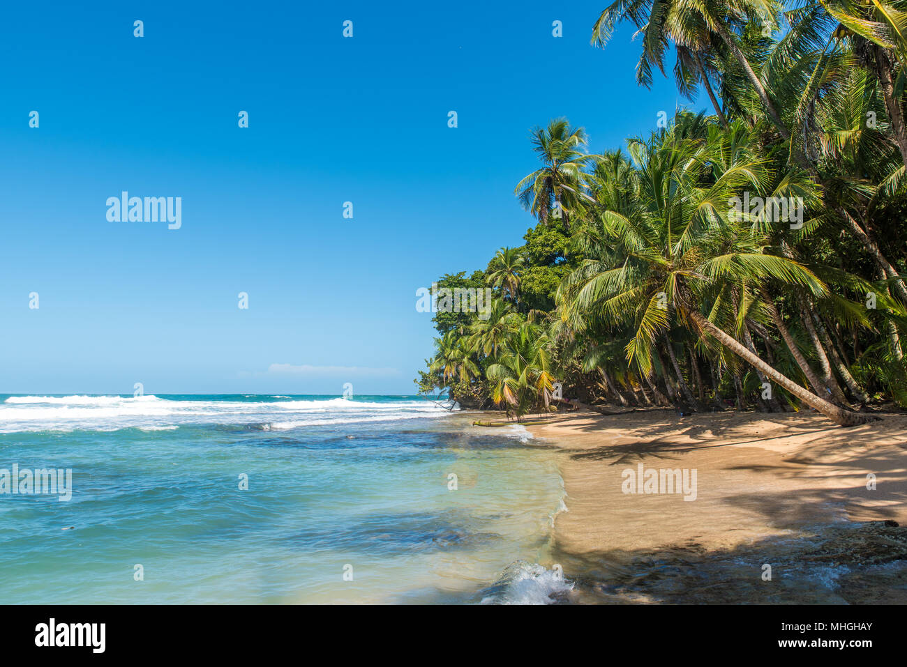 Paradise wild beach of Manzanillo Park in Costa Rica Stock Photo