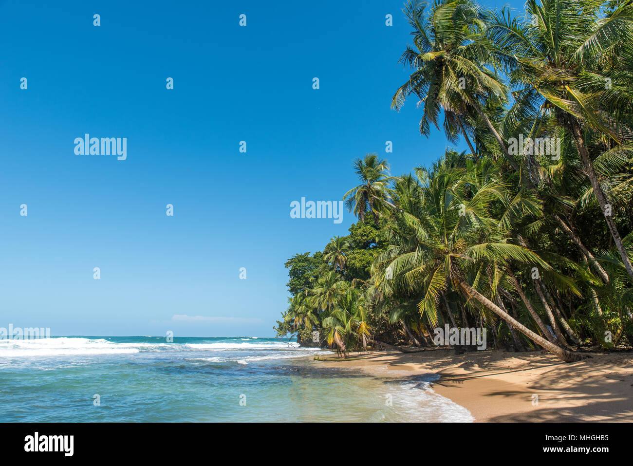 Paradise wild beach of Manzanillo Park in Costa Rica Stock Photo