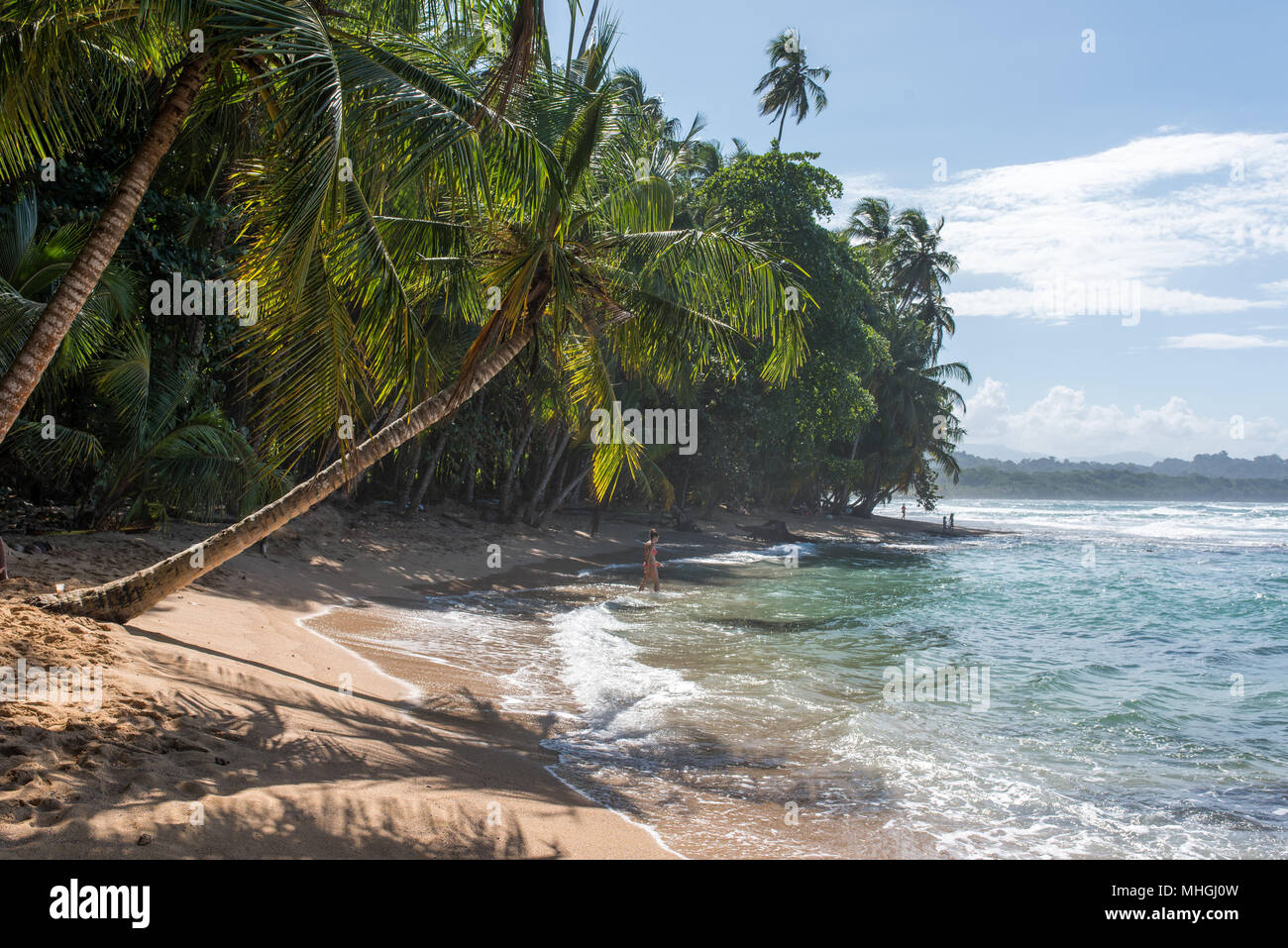 Paradise wild beach of Manzanillo Park in Costa Rica Stock Photo