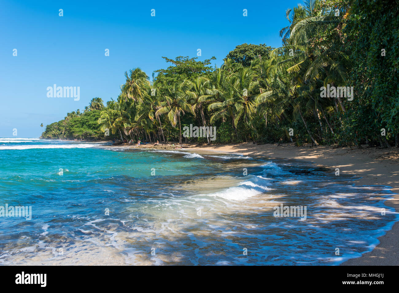 Paradise wild beach of Manzanillo Park in Costa Rica Stock Photo