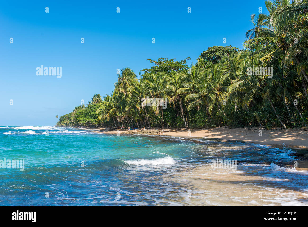 Paradise wild beach of Manzanillo Park in Costa Rica Stock Photo