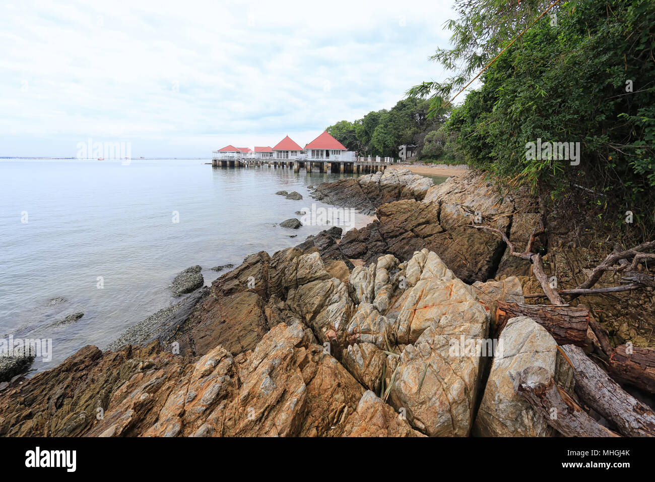 House bungalow in coastal sea area,Holiday homes in the chonburi province of Thailand. Stock Photo