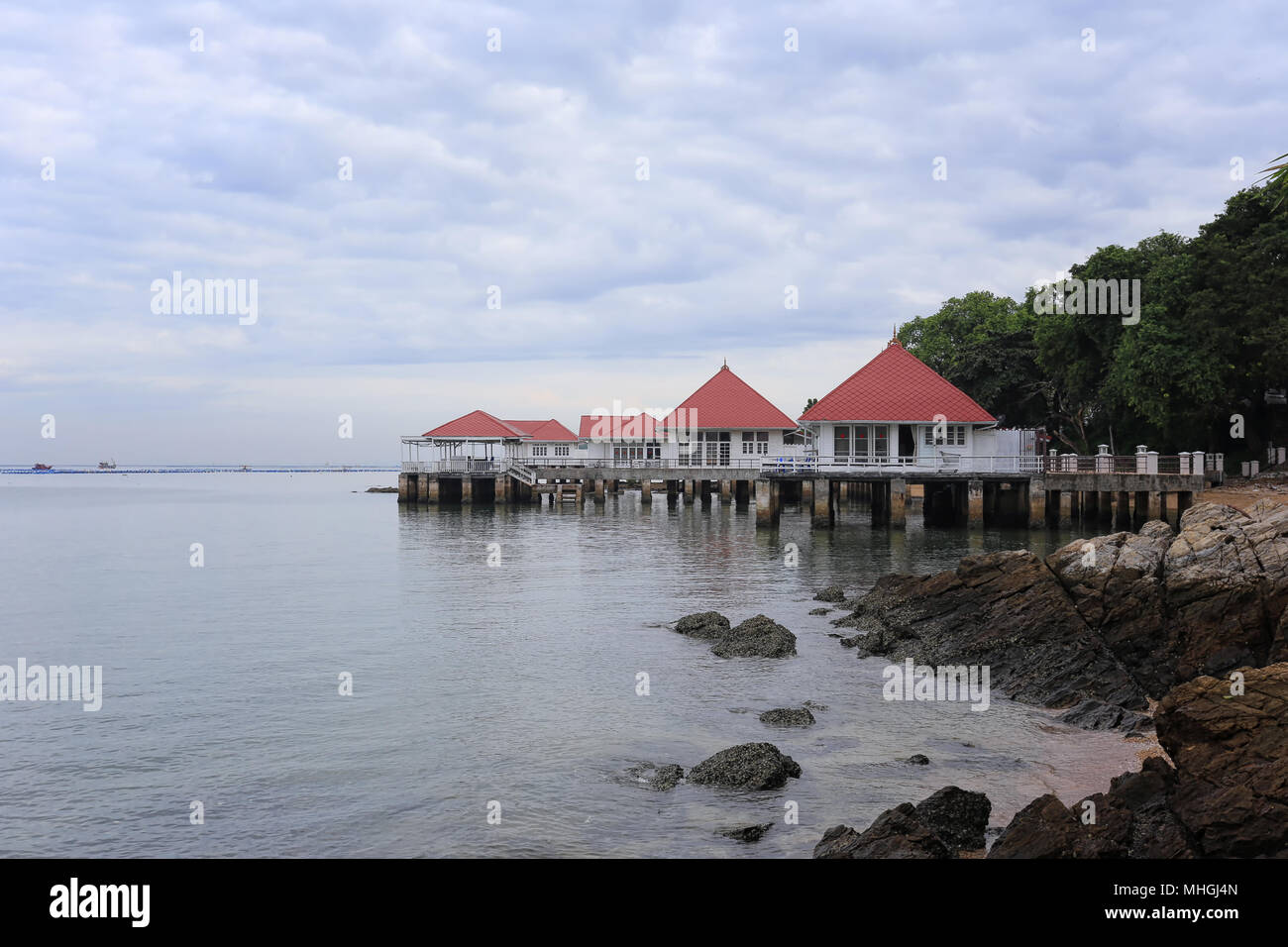 House bungalow in coastal sea area,Holiday homes in the chonburi province of Thailand. Stock Photo