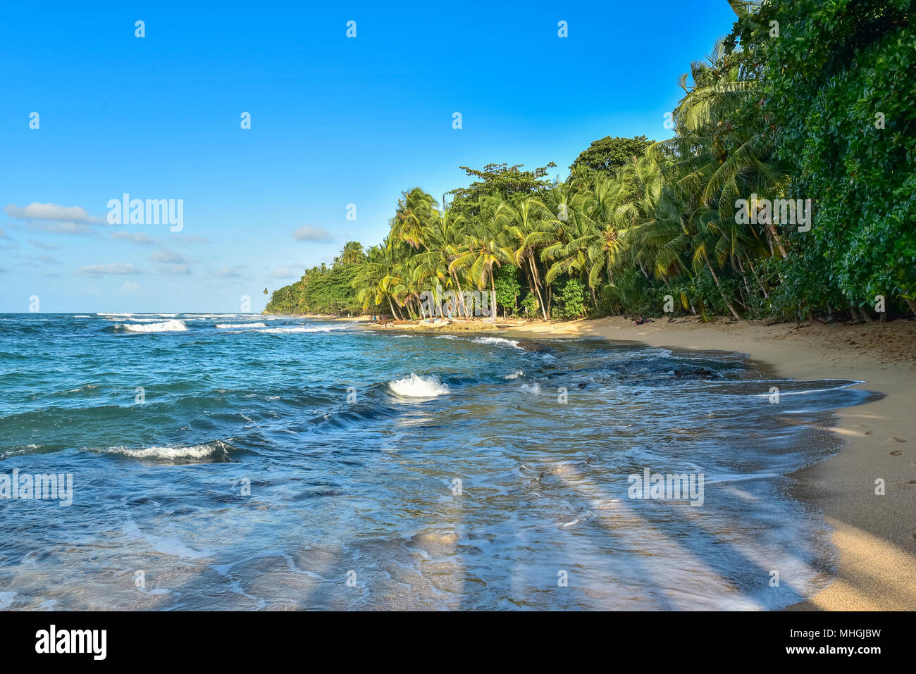 Paradise wild beach of Manzanillo Park in Costa Rica Stock Photo