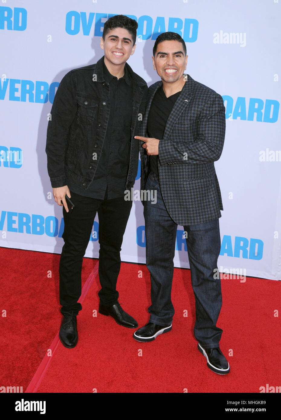 Los Angeles, USA. 30th April, 2018. Radio personality Eddie Piolin Sotelo  (R) and his son (L) attend the premiere of Lionsgate and Pantelion Film's  'Overboard' at Regency Village Theatre on April 30,