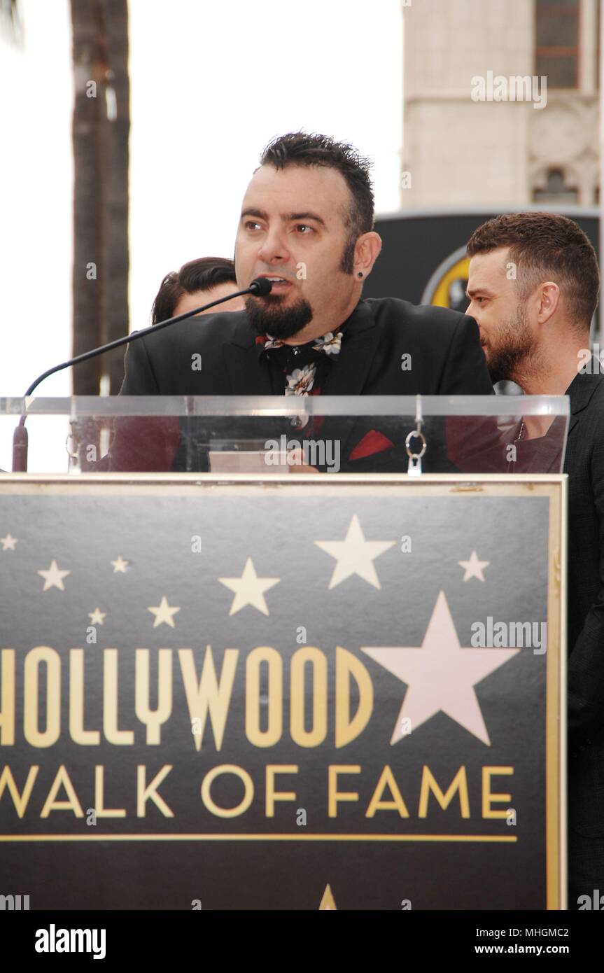 Los Angeles, CA, USA. 30th Apr, 2018. Chris Kirkpatrick at the induction ceremony for Star on the Hollywood Walk of Fame for NSYNC, Hollywood Boulevard, Los Angeles, CA April 30, 2018. Credit: Michael Germana/Everett Collection/Alamy Live News Stock Photo