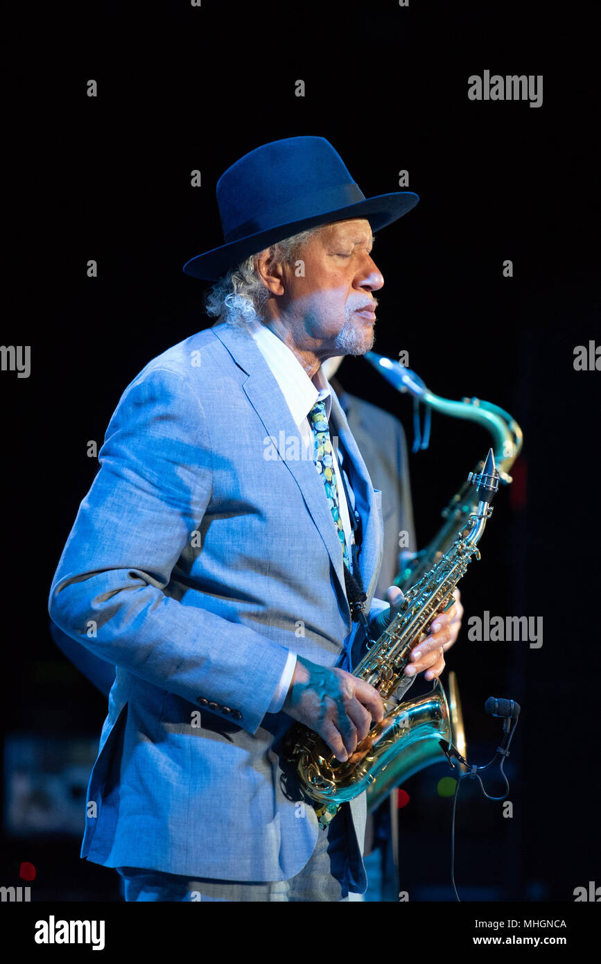 Italy, 2018 April 30th: The American jazz saxophonist and composer Gary Bartz performing live on stage at the Officine Grandi Riparazioni in Torino Photo: Alessandro Bosio/Alamy Live News Stock Photo