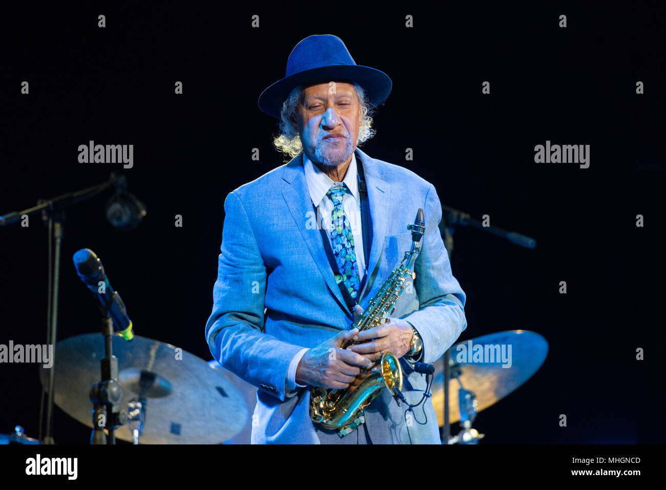 Italy, 2018 April 30th: The American jazz saxophonist and composer Gary Bartz performing live on stage at the Officine Grandi Riparazioni in Torino Photo: Alessandro Bosio/Alamy Live News Stock Photo