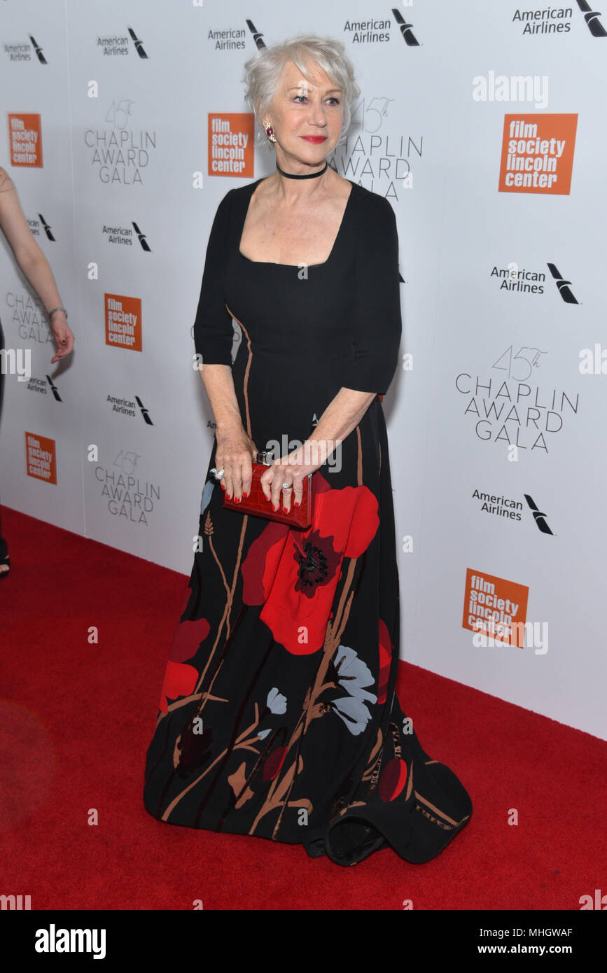 Helen Mirren attends the 45th Chaplin Award Gala at Alice Tully Hall, Lincoln Center on April 30, 2018 in New York City. Stock Photo
