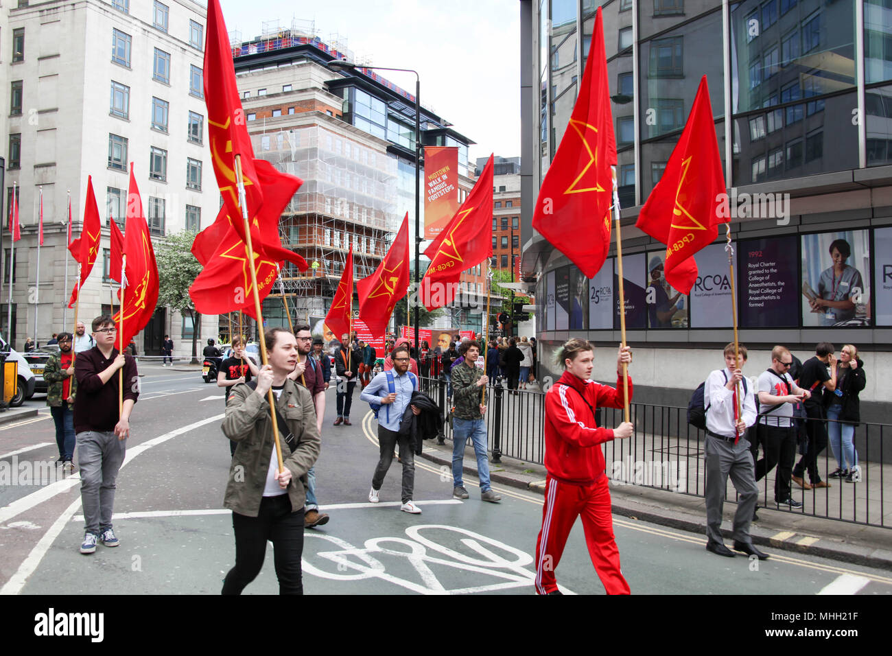 London, UK. 1st May 2018. Communist Party of Great Britain (Marxist-Leninist) at Mayday Credit: Alex Cavendish/Alamy Live News Stock Photo
