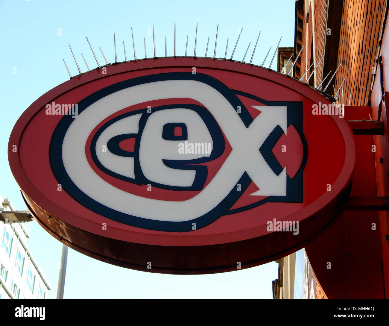 Reading, United Kingdom - February 07 2018:   Hanging sign of the CEX Shop in Friar St Stock Photo