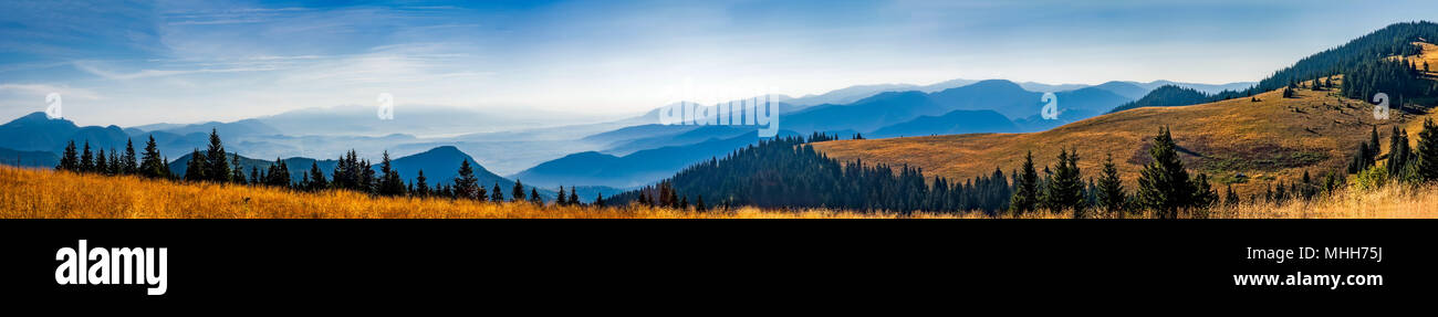 View of summer panorama landscape Slovak from mountains Big Fatra Stock Photo