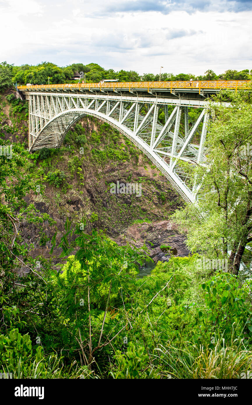 Bridge at the Victoria Falls, Zambezi River, Zimbabwe and Zambia Stock Photo