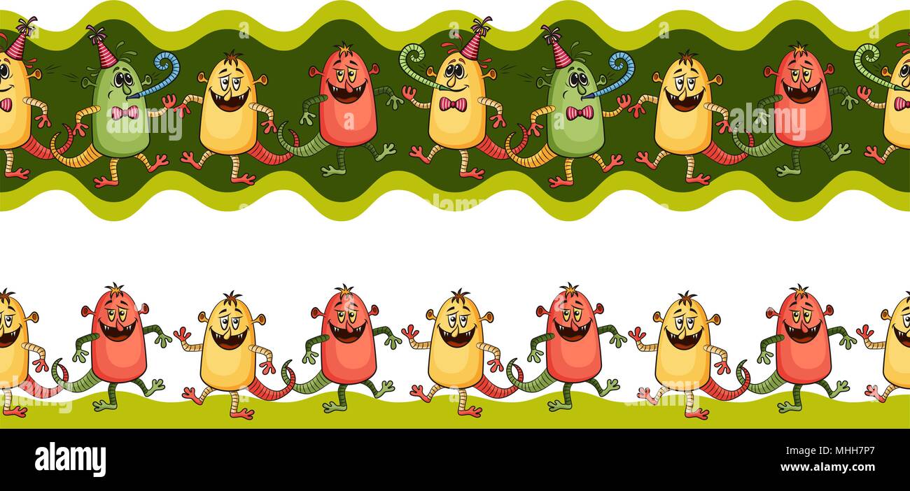 Cartoon Monsters Seamless Stock Vector