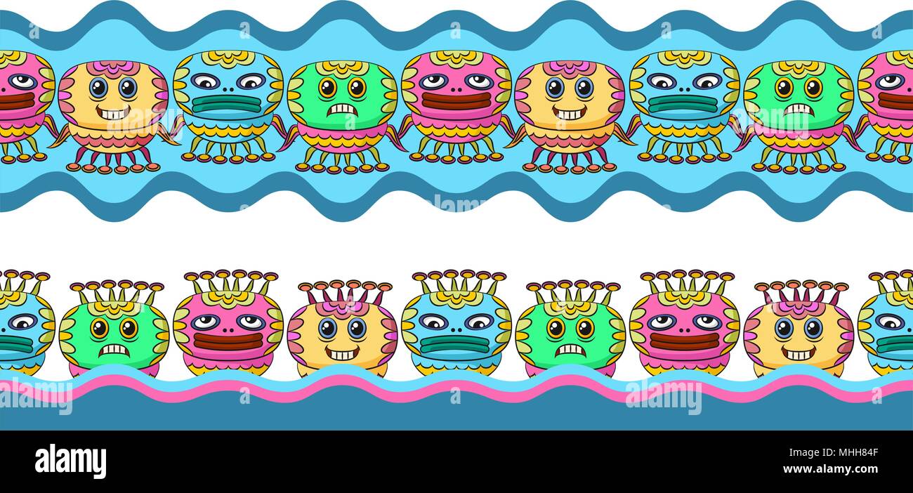 Cartoon Monsters Seamless Stock Vector