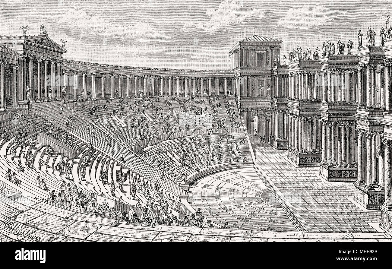 The Theatre of Pompey, Ancient Rome, Reconstruction Stock Photo