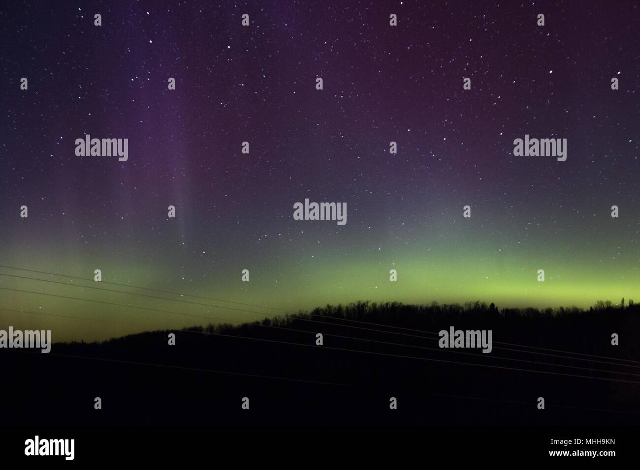 Northern lights and Aurora over Lake Superior on the North Shore of