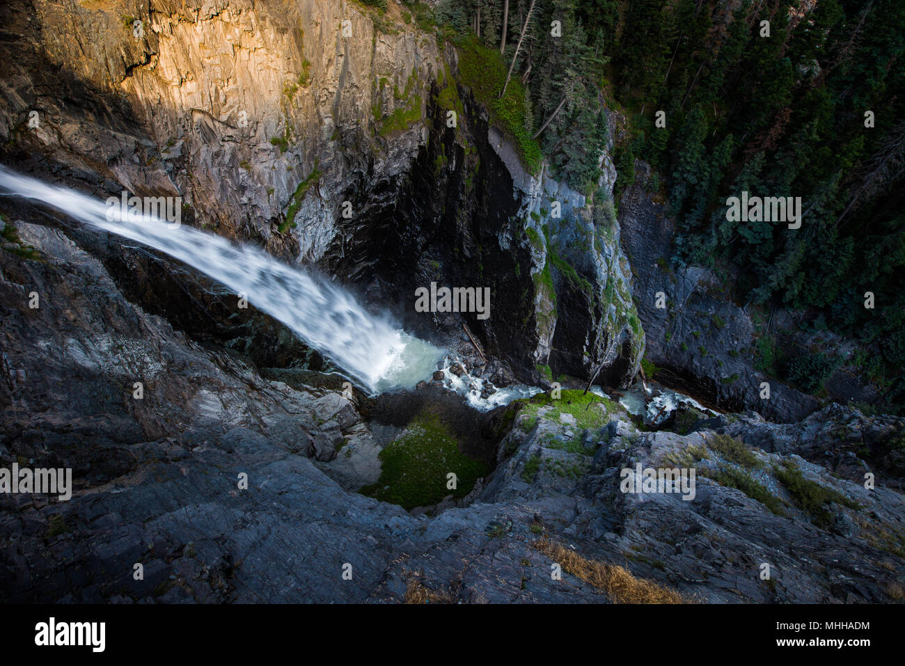 Bear Creek Falls near Milion Dollar Highway looking down Stock Photo