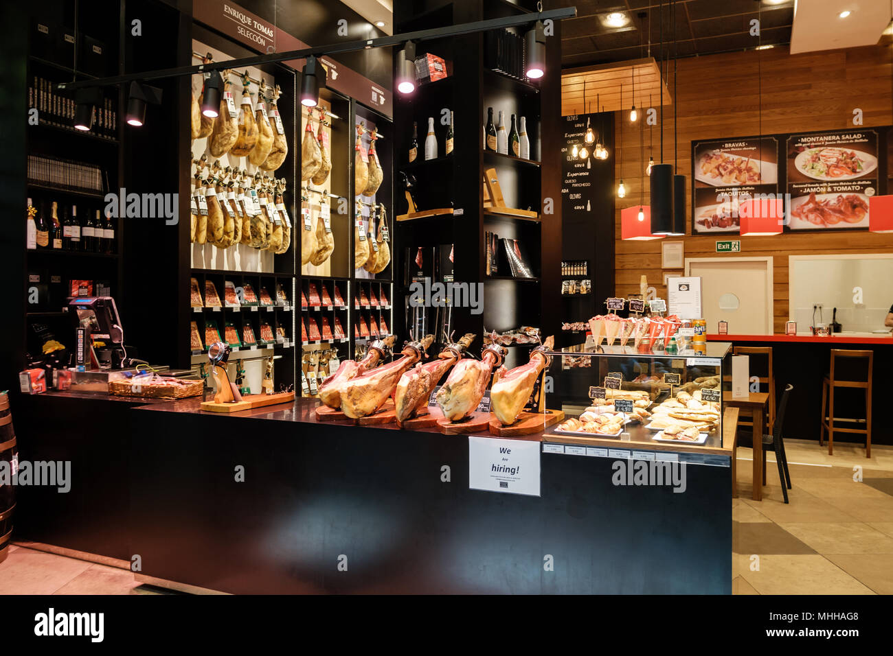 Enrique Tomas, retail outlet for Artisan Iberian Ham, in Westfield Stratford, East London Stock Photo
