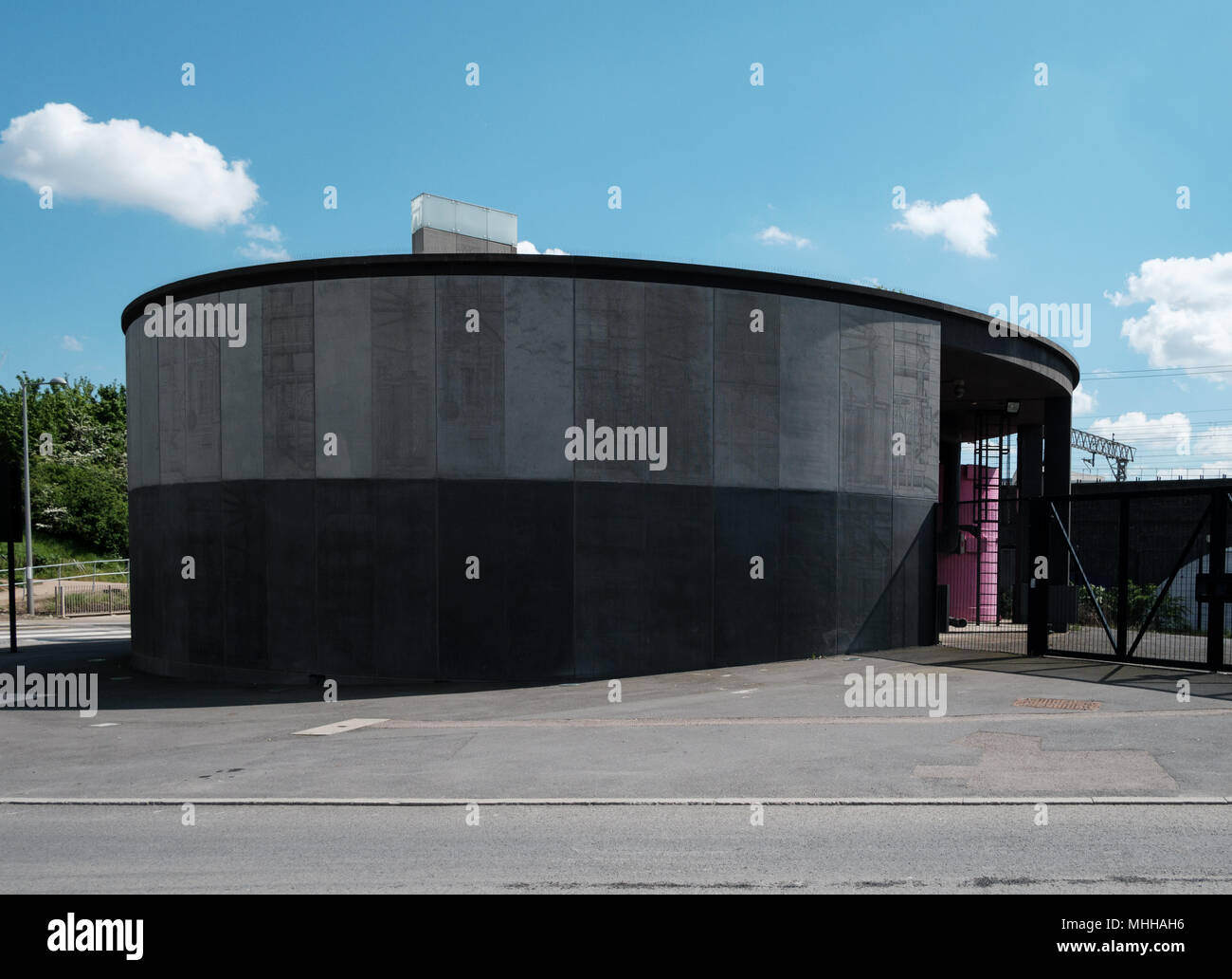 Sewarage pumping station at Pudding Mill Lane, East London, constructed as part of the Olympic project. Architects Lyall Bills & Young . Stock Photo