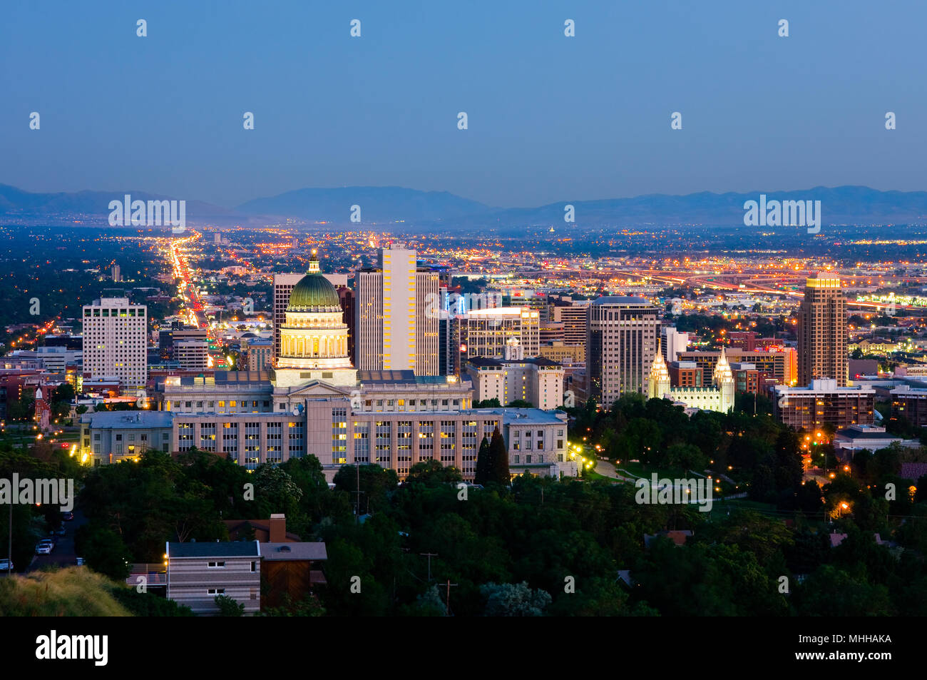 Salt Lake City, Utah at night Stock Photo