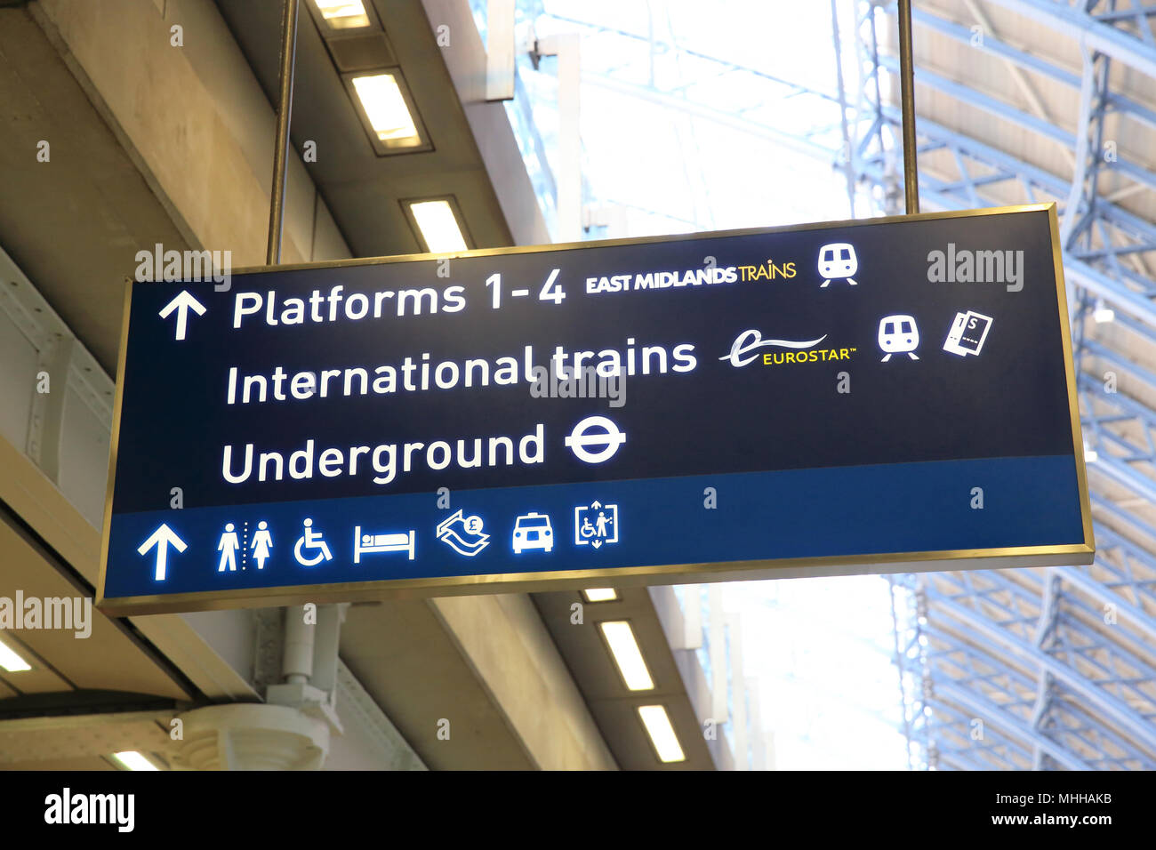 Trains stations signs hi-res stock photography and images - Alamy