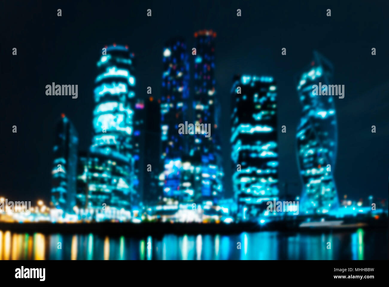 Blurred bokeh big city central downtown night view Stock Photo - Alamy