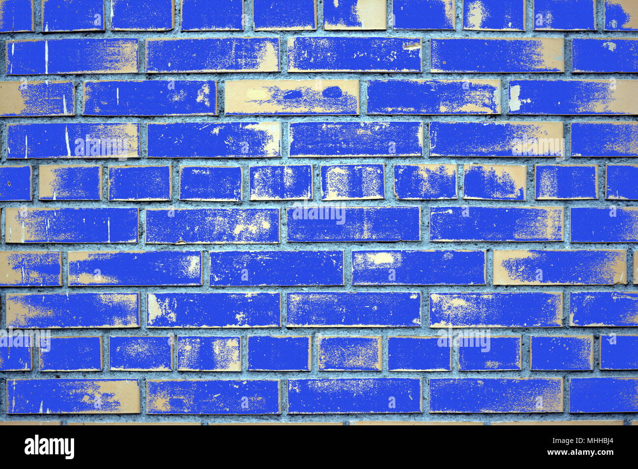 background of a wall of blue bricks Stock Photo