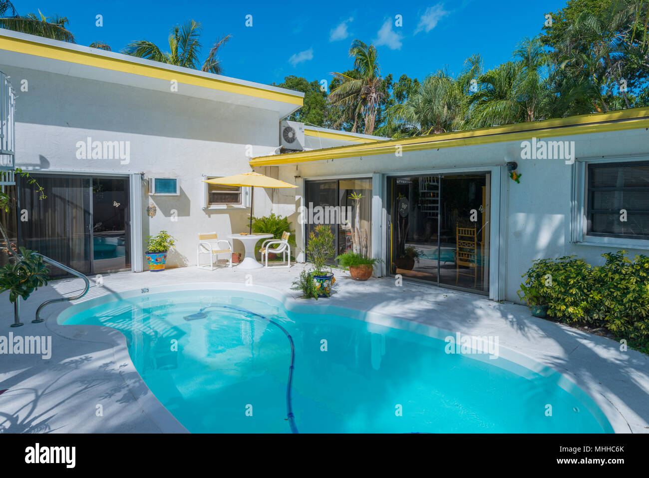 Florida Vacation Bed & Breakfast Hotel Pool Stock Photo