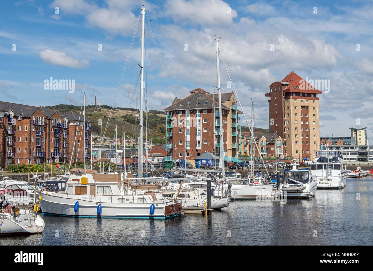 Swansea Marina and Apartments, south Wales Stock Photo
