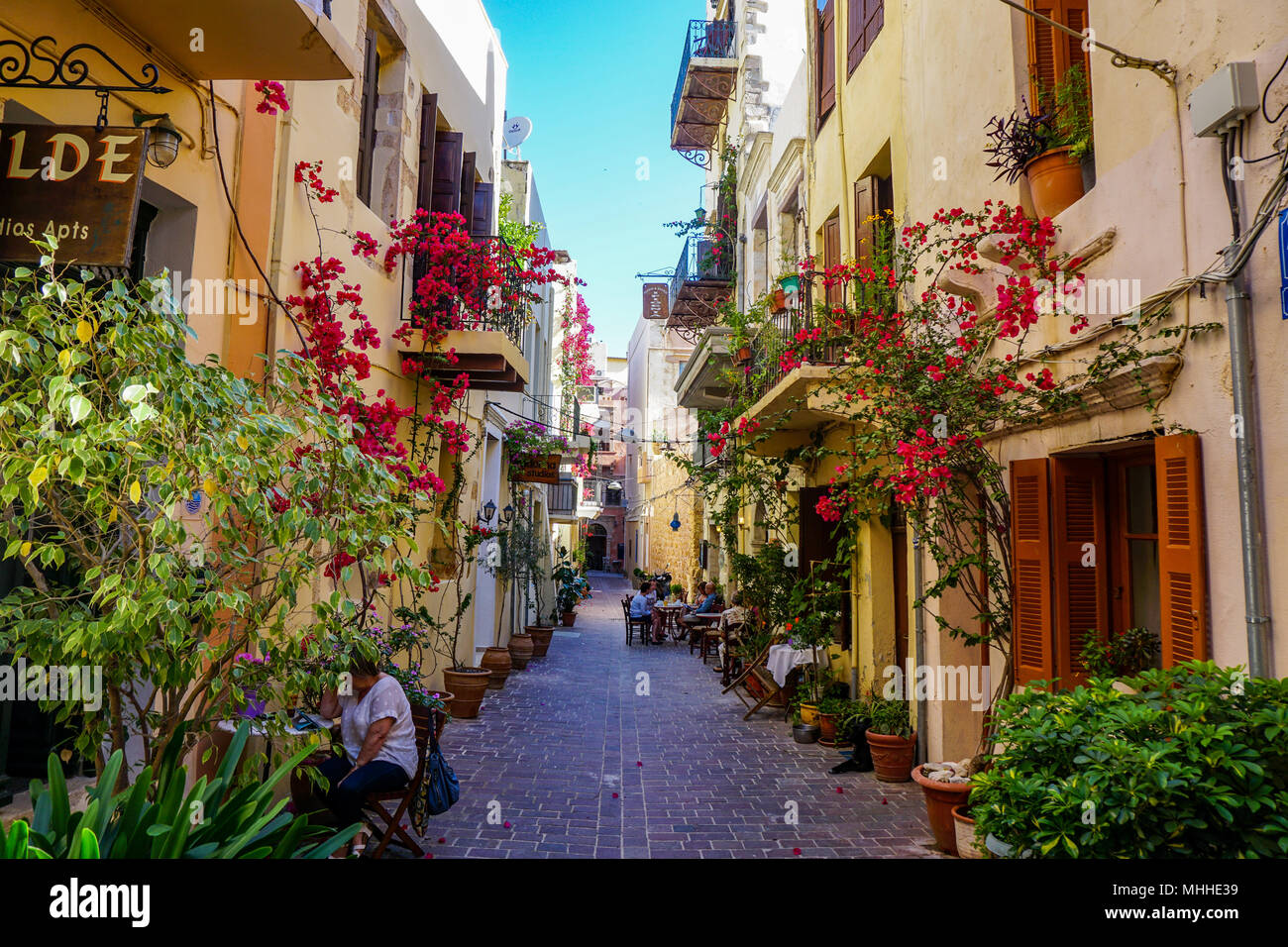 Street scene in Old Town Chania, Crete, Greece Stock Photo - Alamy