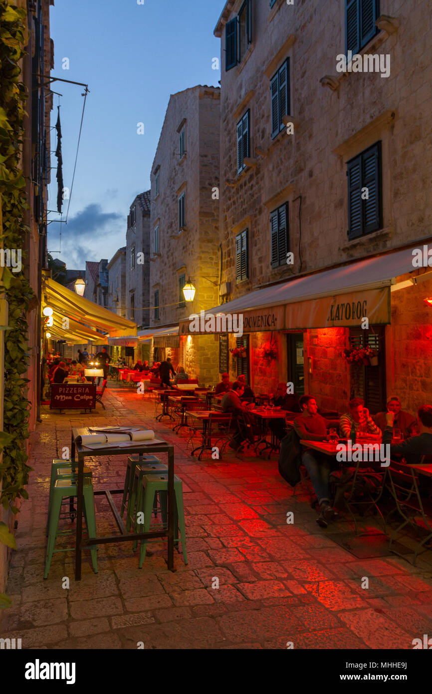 Early Evening View Down A Typical Street Off The Main Street Stradun In The Old City Of Dubrovnik Croatia Stock Photo Alamy