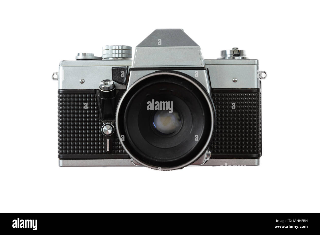 Old vintage film camera isolated on white background Stock Photo - Alamy