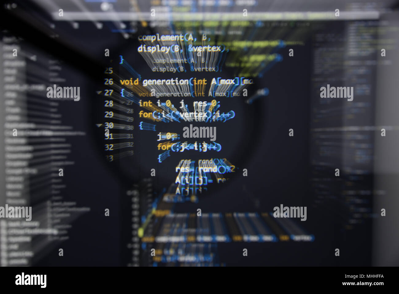 Real c / c++ code developing screen. Programing workflow abstract ...